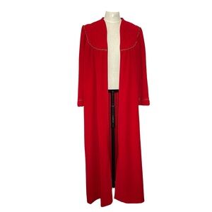 Vintage Vanity Fair Red Velour Full Zip up Long Sleeve Maxi Robe SzXL Pockets